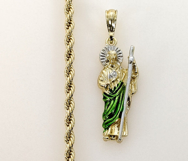 Plated Multicolor Saint Jude 4mm Rope/Braided Chain Necklace