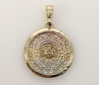 Plated Tri-Color Aztec Calendar Pendant