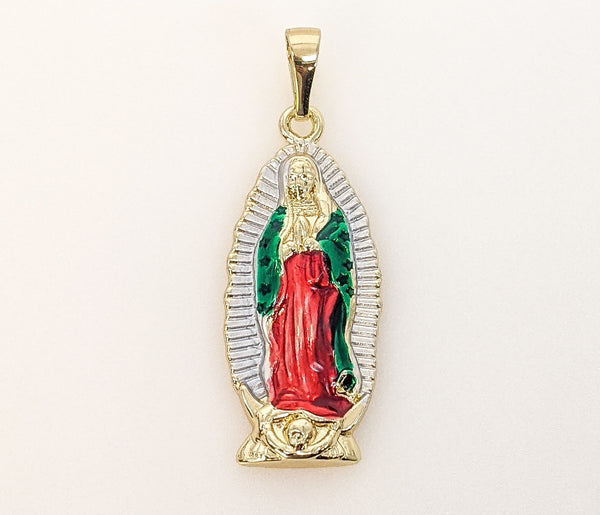 Plated Multicolor Virgin Mary Pendant