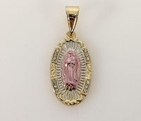 Plated Tri-Color Virgin Mary Pendant