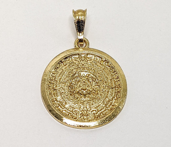 Plated Aztec Calendar Pendant