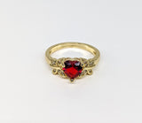 Plated Red Heart with Butterfly Ring