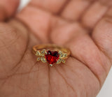 Plated Red Heart with Butterfly Ring