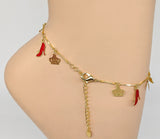 Plated Crown and Stiletto Anklet