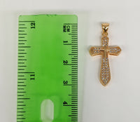 Plated Divine Child and Cross 3mm Figaro Chain Necklace