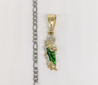 Plated Multicolor Dainty Saint Jude Pendant and Stainless Steel Chain Set*