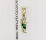 Plated Multicolor Dainty Saint Jude Pendant and Stainless Steel Chain Set*