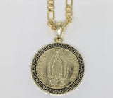 Plated Multicolor Virgin Mary 24" Figaro Chain Necklace*