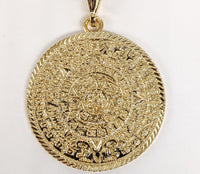 Plated Aztec Calendar Pendant