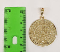 Plated Aztec Mayan Calendar 4mm Figaro Chain Necklace