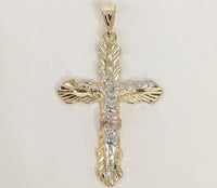 Plated Tri-Color Cross Pendant