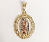 Plated Tri-Color Virgin Mary Pendant