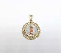 Plated Tri-Color Virgin Mary Pendant