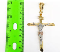 Plated Tri-Gold Cross Rope/Braided 4mm Chain Necklace