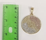 Plated Tri-Color Aztec Calendar 4mm 14K Diamond Cut Figaro Chain Necklace