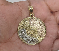 Plated Tri-Color Aztec Calendar Pendant