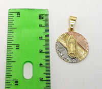 Plated Tri-Color Virgin Mary 5mm Figaro Chain Necklace