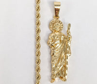 Plated Saint Jude 4mm Rope/Braided Chain Necklace