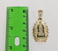 Plated Virgin Mary 4mm Figaro Chain Necklace