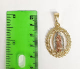 Plated Tri-Color Virgin Mary 4mm Figaro Chain Necklace