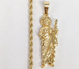 Plated Saint Jude 4mm Rope/Braided Chain Necklace