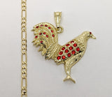 Plated Rooster Figaro 4mm Chain Necklace