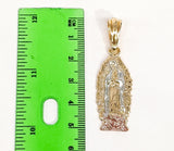 Plated Tri-Color Virgin Mary 4mm 14K Diamond Cut Figaro Chain Necklace