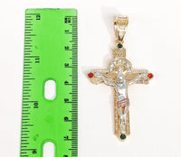 Plated Tri-Gold Cross Pendant and Rope/Braided Chain Set*