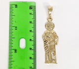 Plated Saint Jude 4mm 14K Diamond Cut Figaro Chain Necklace
