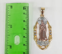 Plated Tri-Color Virgin Mary Pendant