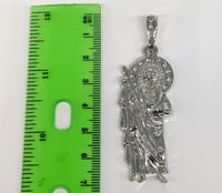 Rhodium Plated Stoned Saint Jude Pendant*