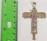 Plated Tri-Gold Cross Crucifix LARGE Pendant