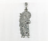 Rhodium Plated Stoned Saint Jude Pendant*