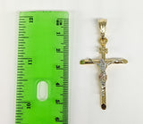 Plated Tri-Color Cross 4mm Figaro Chain Necklace