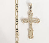 Plated Cross 5mm Figaro Chain Necklace