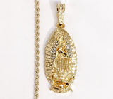 Plated Virgin Mary 2mm Rope/Braided Chain Necklace