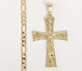 Plated Cross 5mm Figaro Chain Necklace