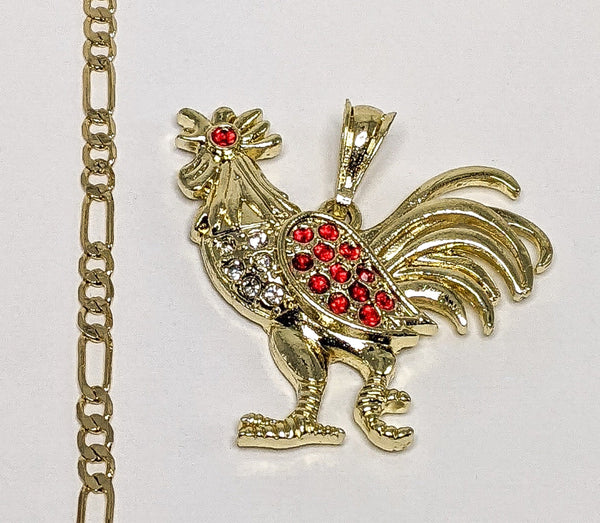 Plated Rooster Figaro 4mm Chain Necklace