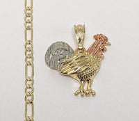 Plated Tri-Color Rooster Figaro 4mm Chain Necklace