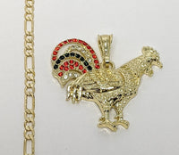 Plated Rooster Figaro 4mm Chain Necklace