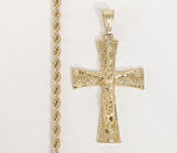 Plated Cross 4mm Rope/Braided Chain Necklace