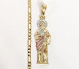 Plated Tri-Color Saint Jude 4mm Figaro Chain Necklace