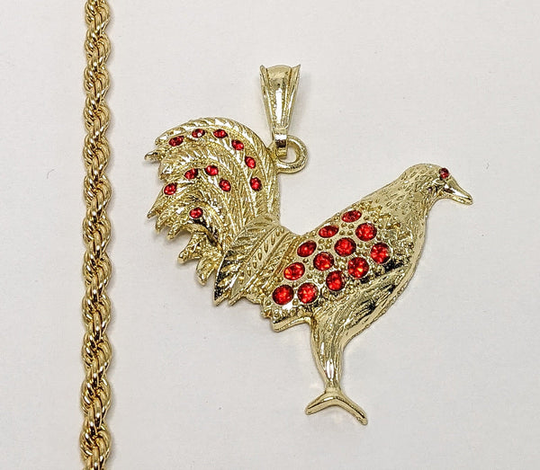 Plated Rooster Rope/Braided 4mm Chain Necklace