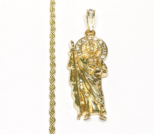 Plated Medium Saint Jude 3mm Rope/Braided Chain Necklace