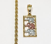 Plated Tri-Color Elephant 4mm Rope/Braided Chain Necklace