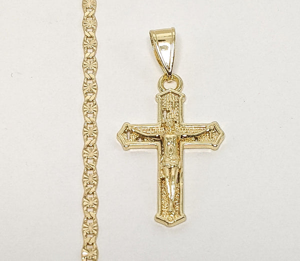 Plated Dainty Cross 3mm Star Chain Necklace