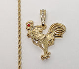 Plated Rooster 2mm Rope/Braided Chain Necklace