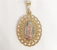 Plated Tri-Color Virgin Mary Pendant