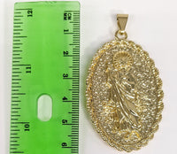 Plated Saint Jude and Virgin Mary Double Side Pendant