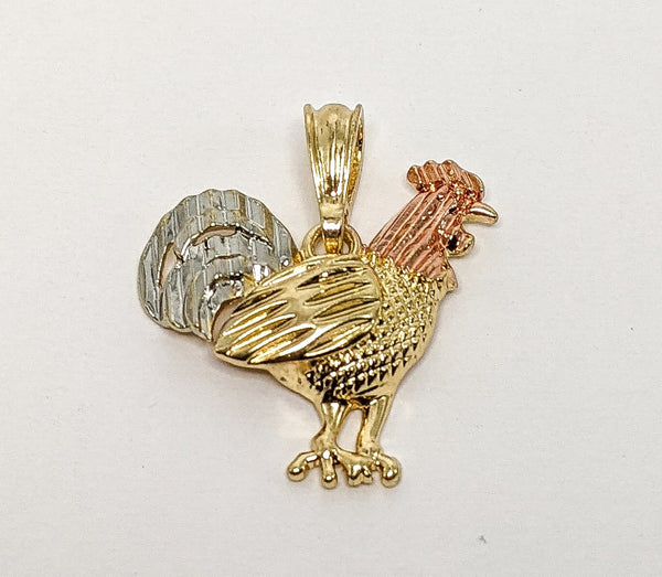 Plated Tri-Color Rooster Pendant